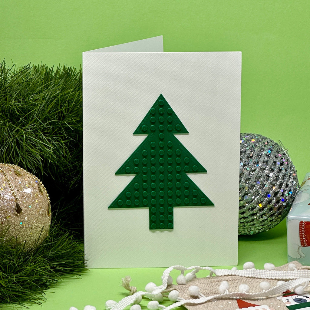 Christmas card lego brick dots tree