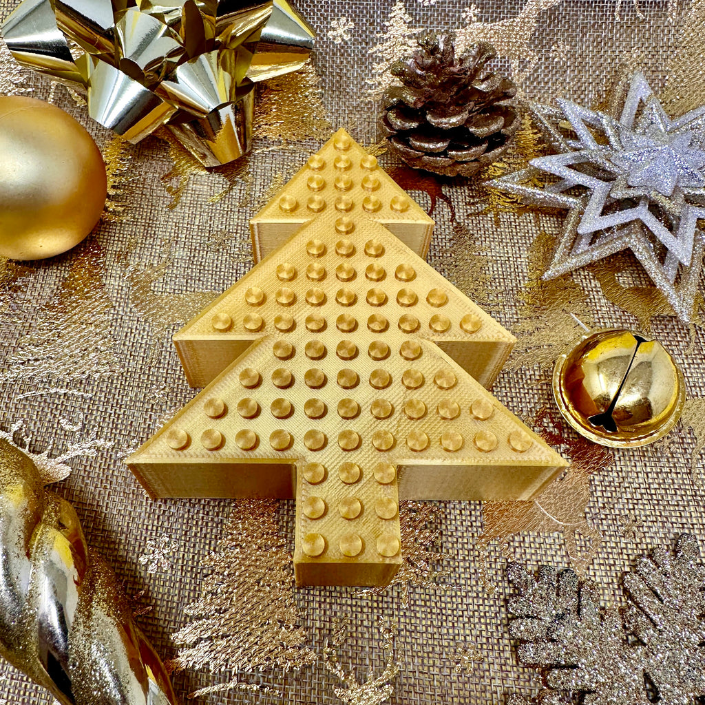 gold lego brick compatible chunky tree decoration ornament festiver decor