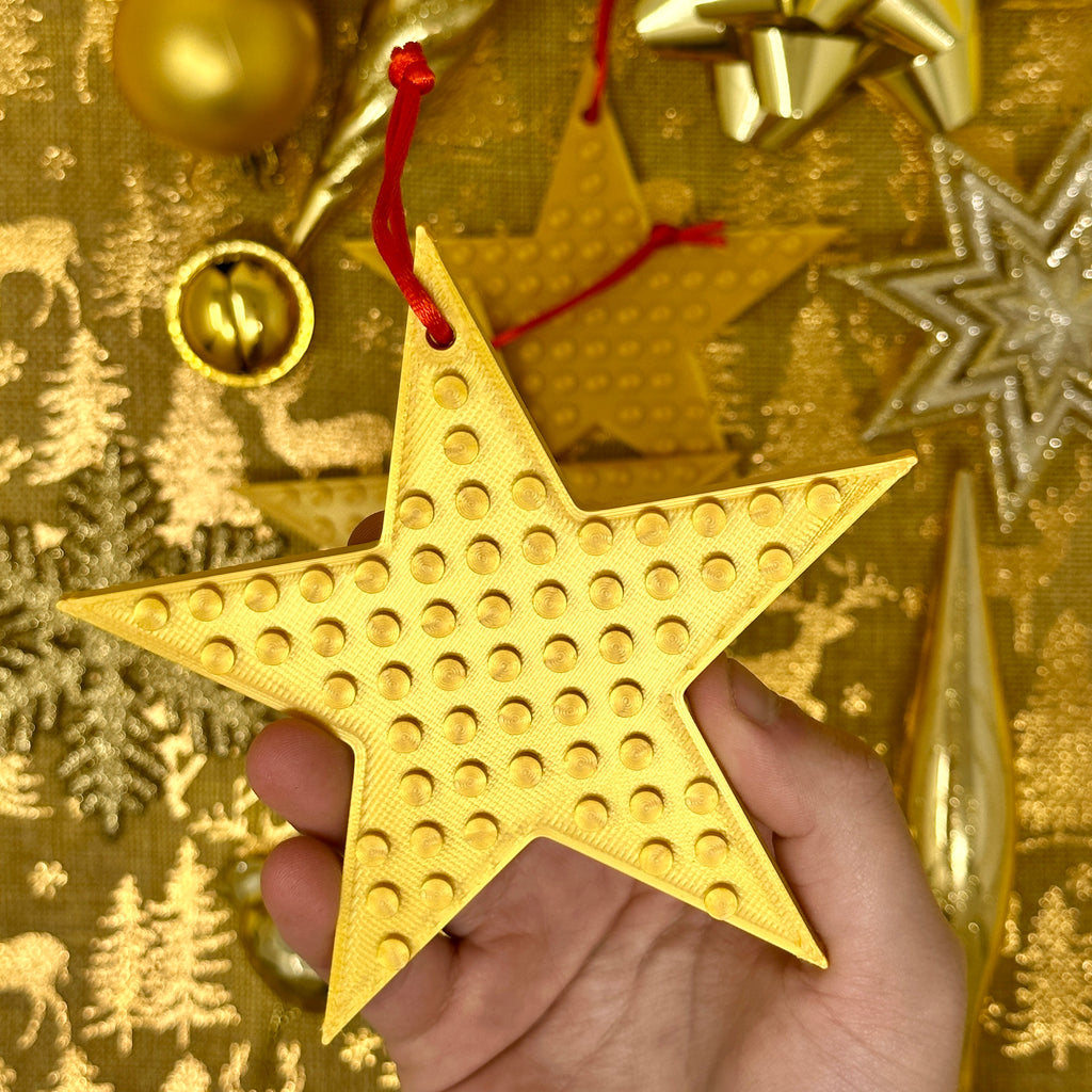 gold lego brick compatible hanging christmas tree star decorations